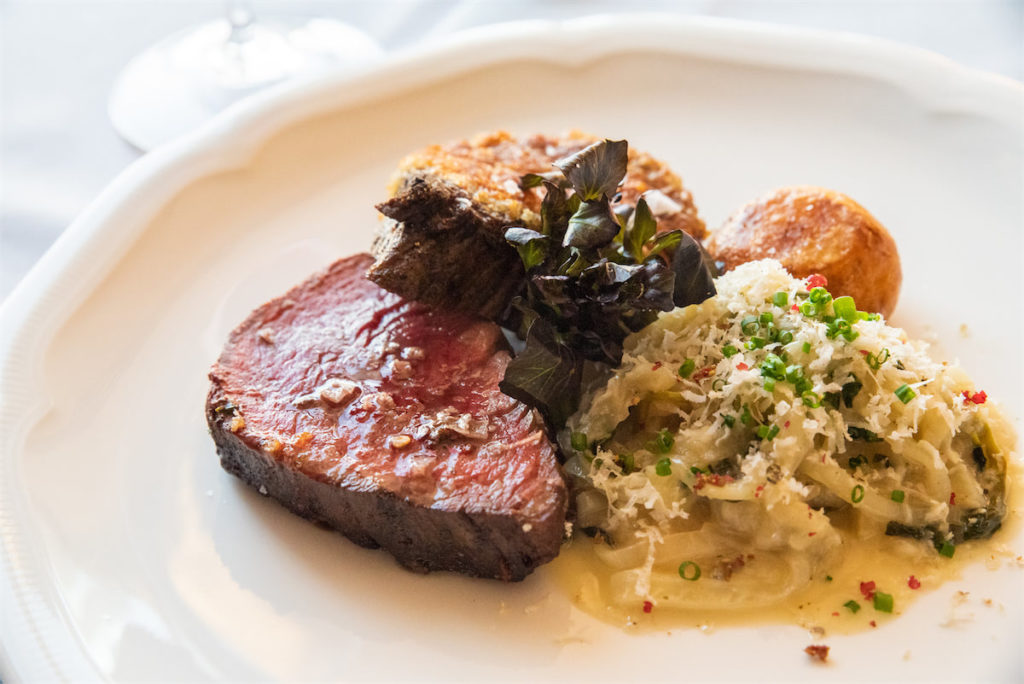 Monarch Restaurant signature dishes Fire-Roasted Whole LobsterFilet MignonBucatini with King Crab
